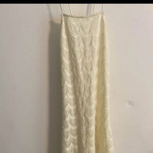 Elegant Cream Knit Lace Back Dress